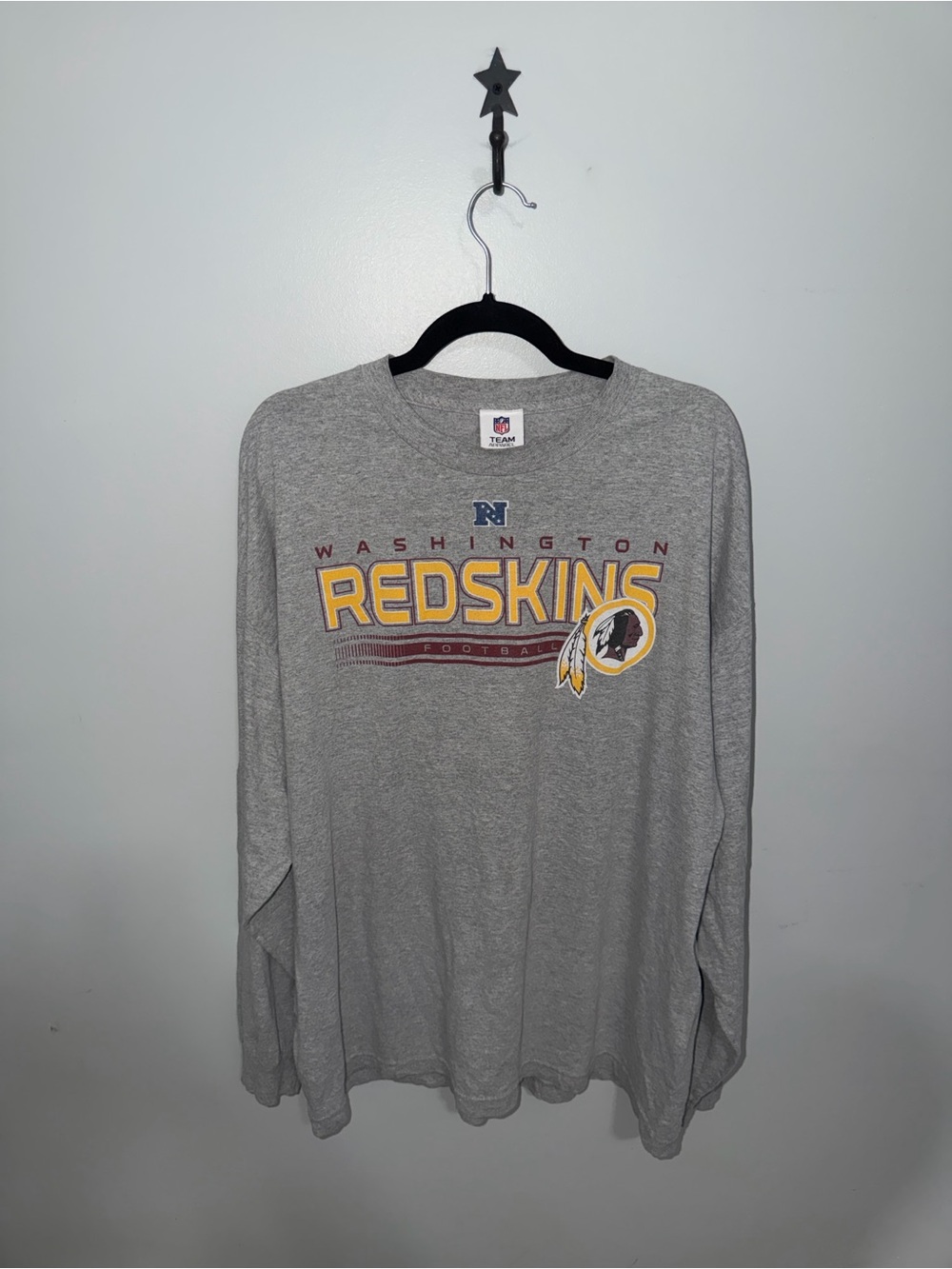 Vintage Washington Redskins NFL Team Apparel Long Sleeve Gray T-Shirt Men Size L
